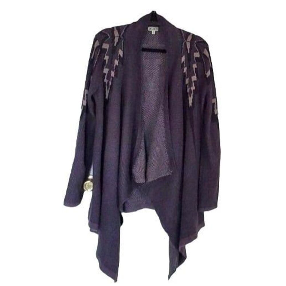 14th & Union Womens Sweater Brown M Open Front Ruana Waterfall Cardigan